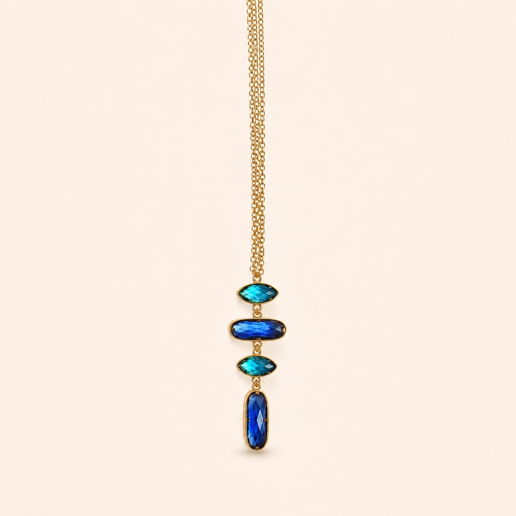 Collier LAYA Or bleu sur fond clair