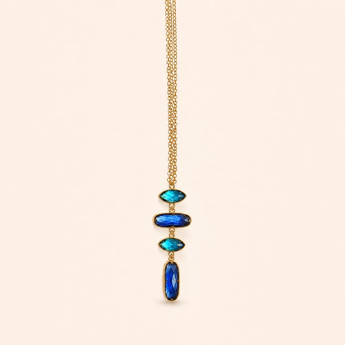 Collier LAYA Or bleu sur fond clair