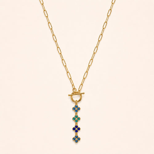 Collier long MOÉA Or bleu sur fond clair