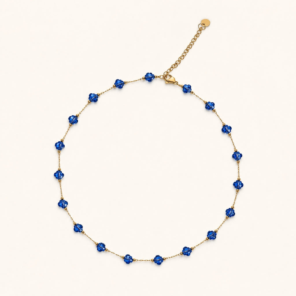Collier TAÏLA Or bleu sur fond clair