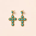 Boucles d’oreilles TÉA Or turquoise sur fond clair